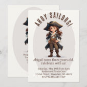 Ahoy Sailors ! Invitation d'anniversaire de la fil (Devant / Derrière)