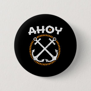 Ahoy schip kapitein zeiler nautical zeiler boot ronde button 5,7 cm