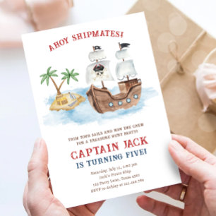 Ahoy Shipmates! Piratenschip Treasure Boy Verjaard Kaart