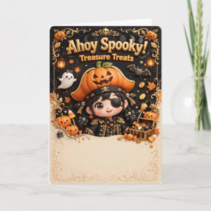 Ahoy Spooky Schat Treats Schattige Piraat Hallowee Kaart