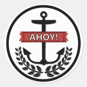 Ahoy - Sticker rond classique, brillant