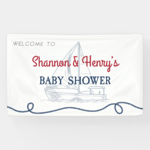 Ahoy 't is een jongen! Nautisch baby shower verwel Spandoek