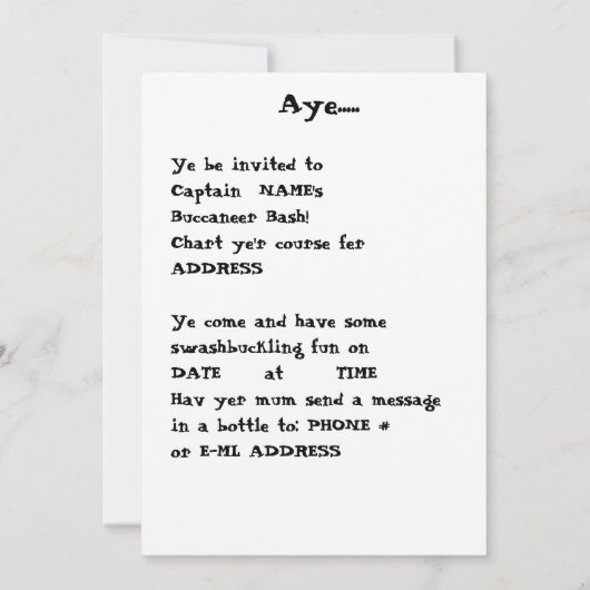 Ahoy There Matey Invitation (Dos)