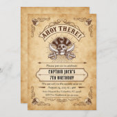 Ahoy There Pirate Verjaardag Uitnodiging (Voorkant / Achterkant)