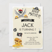 Ahoy Treasure Map Pirate Anniversaire Invitation (Devant)