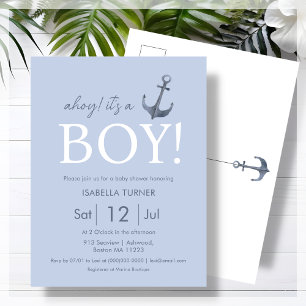 Ahoy ! Un garçon   Invitation Baby shower