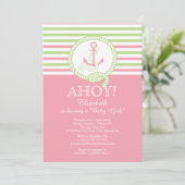 Ahoy ! Une fille Nautique Baby shower Invitation (Debout devant)