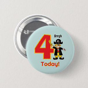 Ahoy vier vandaag Schattige piraat jongen 4e verja Ronde Button 5,7 Cm