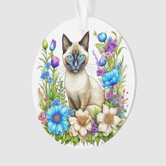 Ai Aquarelle Siamese Chat en Fleurs (devant)