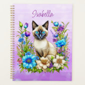 Ai Aquarelle Siamese Chat en Fleurs Personnalisé (Devant)