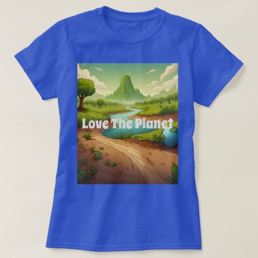 AI Art Blue Love Het Planet T-shirt (Design voorkant)