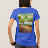 AI Art Blue Love Het Planet T-shirt (Achterkant)
