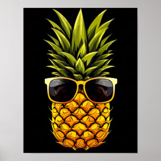 AI Art - Cool Pineappel met zonnebril - Poster