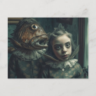AI Art Fish Kinderen Horror Film Scene Briefkaart