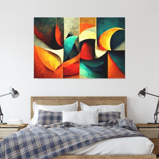 AI Art Gallery™ Abstracte AI Art: The Wave Canvas Afdruk (Insitu (Slaapkamer))