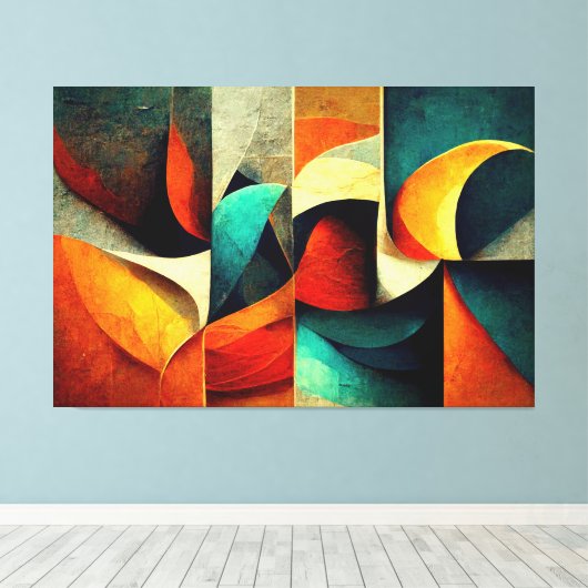 AI Art Gallery™ Abstracte AI Art: The Wave Canvas Afdruk (Insitu (Houten vloer))