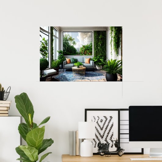 AI art Interieur Wooninrichting #1 Poster (Thuiskantoor)