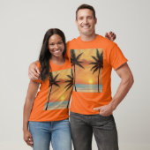 AI Art Matin Sunrise Beach Palm Trees T-shirt (Unisexe)