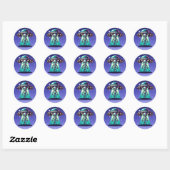 AI Art met UFO Beaming up an Alien Ronde Sticker (Vel)