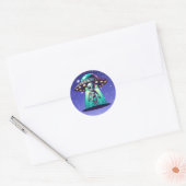 AI Art met UFO Beaming up an Alien Ronde Sticker (Envelop)