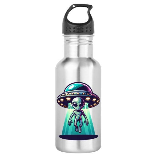 AI Art met UFO Beaming up an Alien Waterfles (Voorkant)