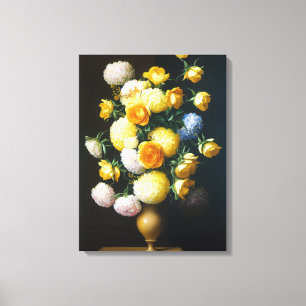 AI Art - Mooie Floral Arrangement: stilstaand leve Canvas Afdruk