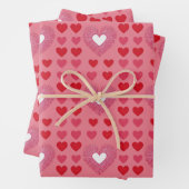 AI Art Rood Roze Witte Harten Roze Verpakking Papi Inpakpapier Vel (In situ)
