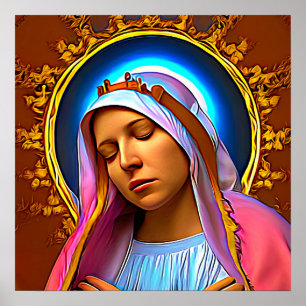 AI Art van de blote Maagd Mary Poster