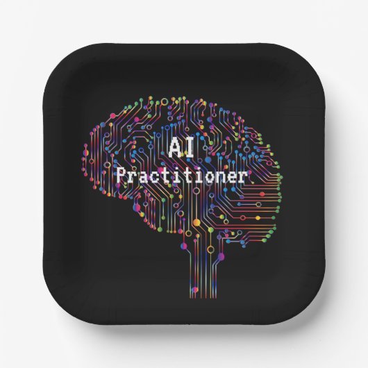 AI-beoefenaar van kunstmatige intelligentie Tech Papieren Bordje (Voorkant)