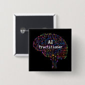 AI-beoefenaar van kunstmatige intelligentie Tech Vierkante Button 5,1 Cm (Voorkant /achterkant)
