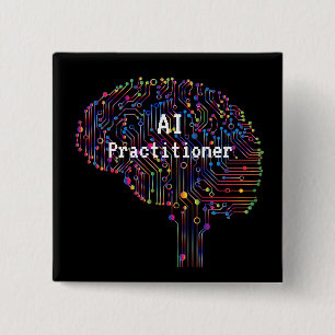 AI-beoefenaar van kunstmatige intelligentie Tech Vierkante Button 5,1 Cm