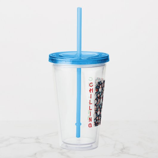 AI Chilling Snowman Patroon Acryl Tumbler of Cup Acryl Drinkbeker (Rechts)