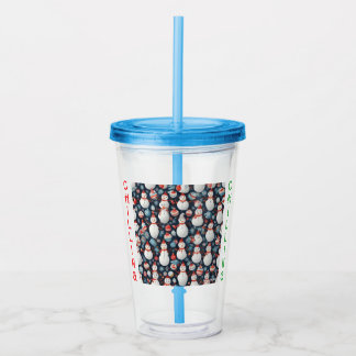 AI Chilling Snowman Patroon Acryl Tumbler of Cup Drinkbeker