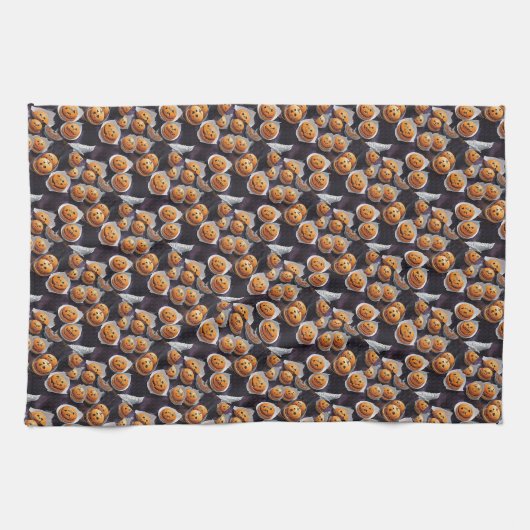 AI Citrouille Jack-o'-lantern Traite Serviette de  (Horizontal)