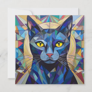 AI Cubism Cat Feestdagenkaart