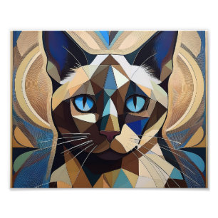 AI Cubism Cat Foto Afdruk