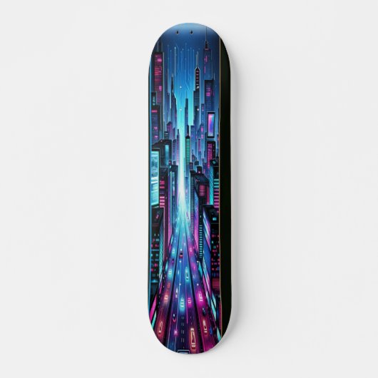 AI Cyber City Skateboard (Voorkant)