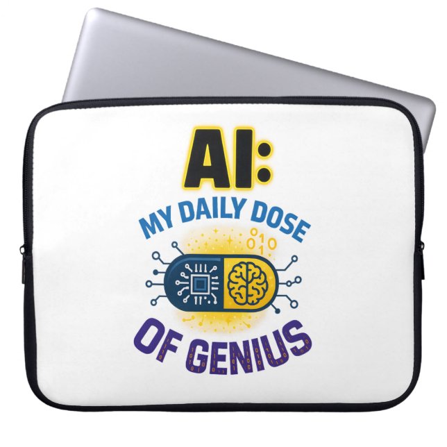 AI Daily Genius – slimme dosis intelligentie Laptop Sleeve (Voorkant)