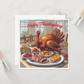 AI Downloadbare Turkije Dinner Thanksgiving Kaart (Voorkant / Achterkant in situ)