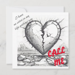 AI downloadbare zwart-wit gebroken hart Kaart