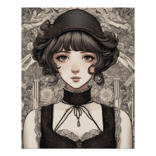 AI Dreamy Anime Couture -  Little Black Perfect Poster