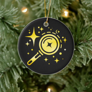 AI-embleem Sparkle-sterren, baken van het digitale Keramisch Ornament