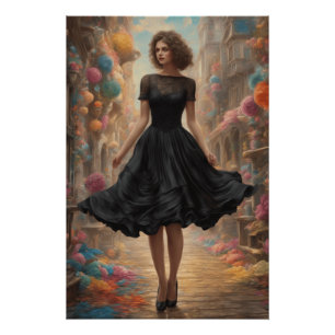 AI-Enhanced Little Black Dress Illustratie - LBD Perfect Poster