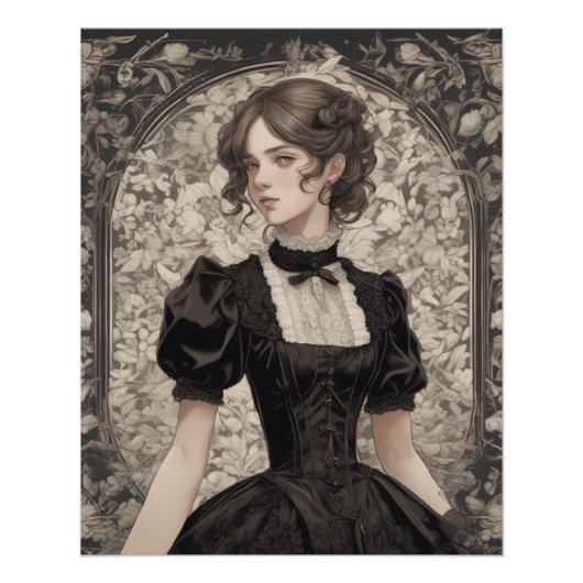 AI Fantasy Anime Dreams Little Black Dress Fantasi Perfect Poster (Voorkant)