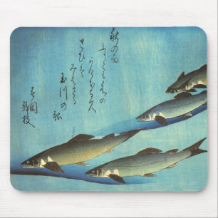 Ai (forel) - Hiroshige's kleurenJapanse vis afdruk Muismat