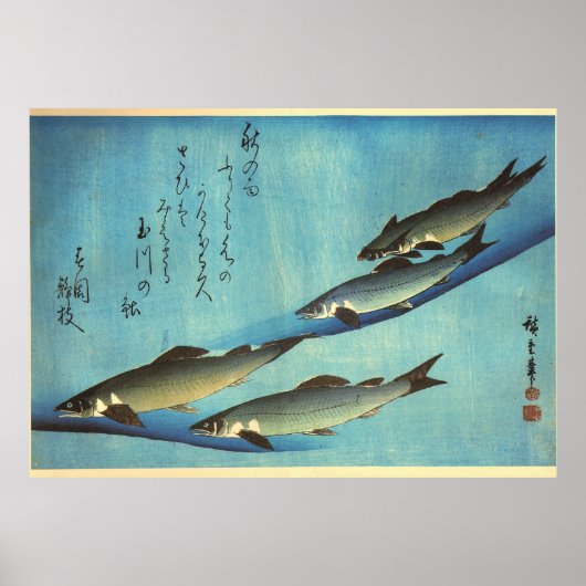 Ai (forel) - Hiroshige's kleurenJapanse vis afdruk Poster (Voorkant)