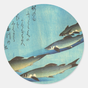 Ai (forel) - Hiroshige's kleurenJapanse vis afdruk Ronde Sticker