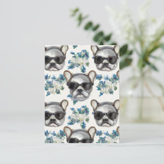 AI Franse Bulldog Pattern Briefkaart (Staand voorkant)