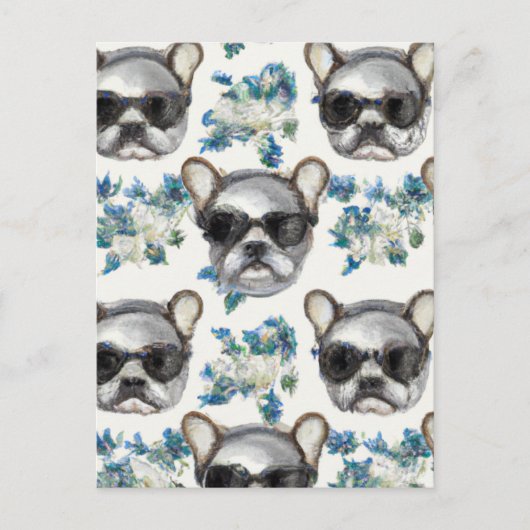 AI Franse Bulldog Pattern Briefkaart (Voorkant)