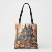 AI Gegenereerd Spooky Oud Huis Halloween Draagtas (Voorkant)